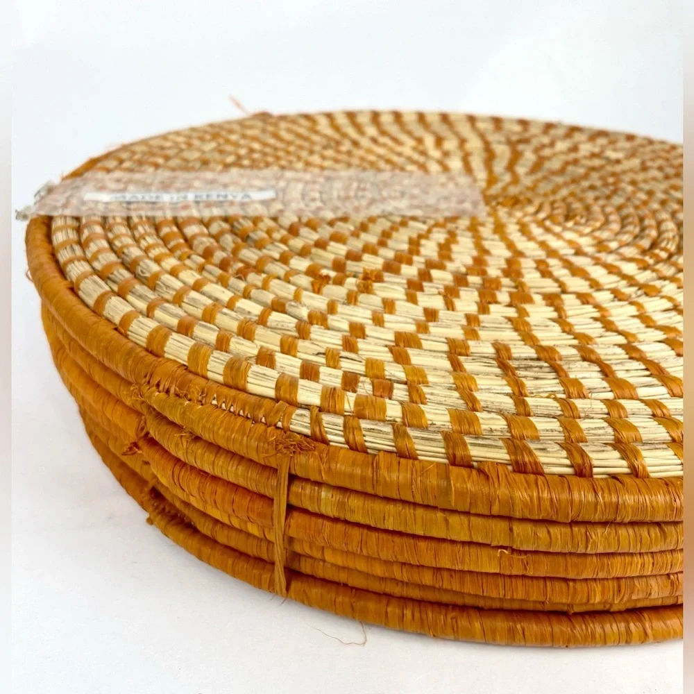NWOT Handmade 12in Round Rattan Seagrass Placemat/Chargers Set (6)